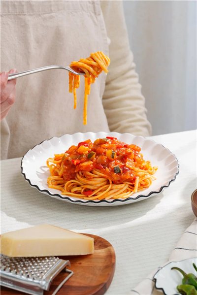Tallarines con verduras-trasera