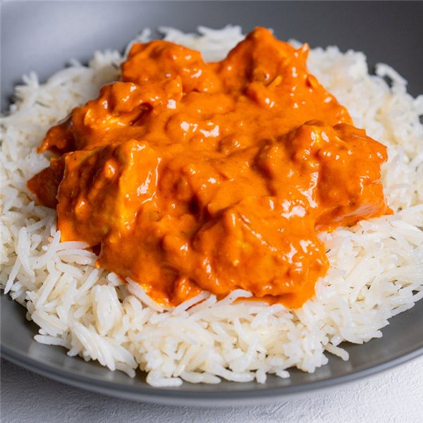 Tikka masala de pollo con arroz-detalle