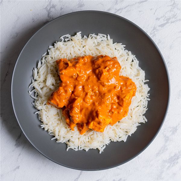 Tikka masala de pollo con arroz-lateral