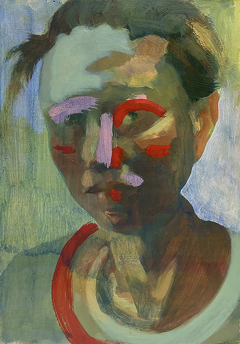 Painted face at night