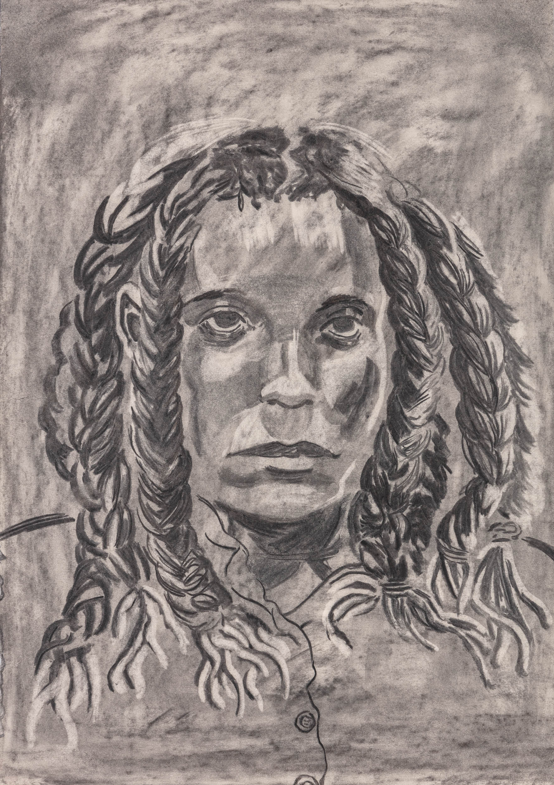 A portrait of a person and their hair