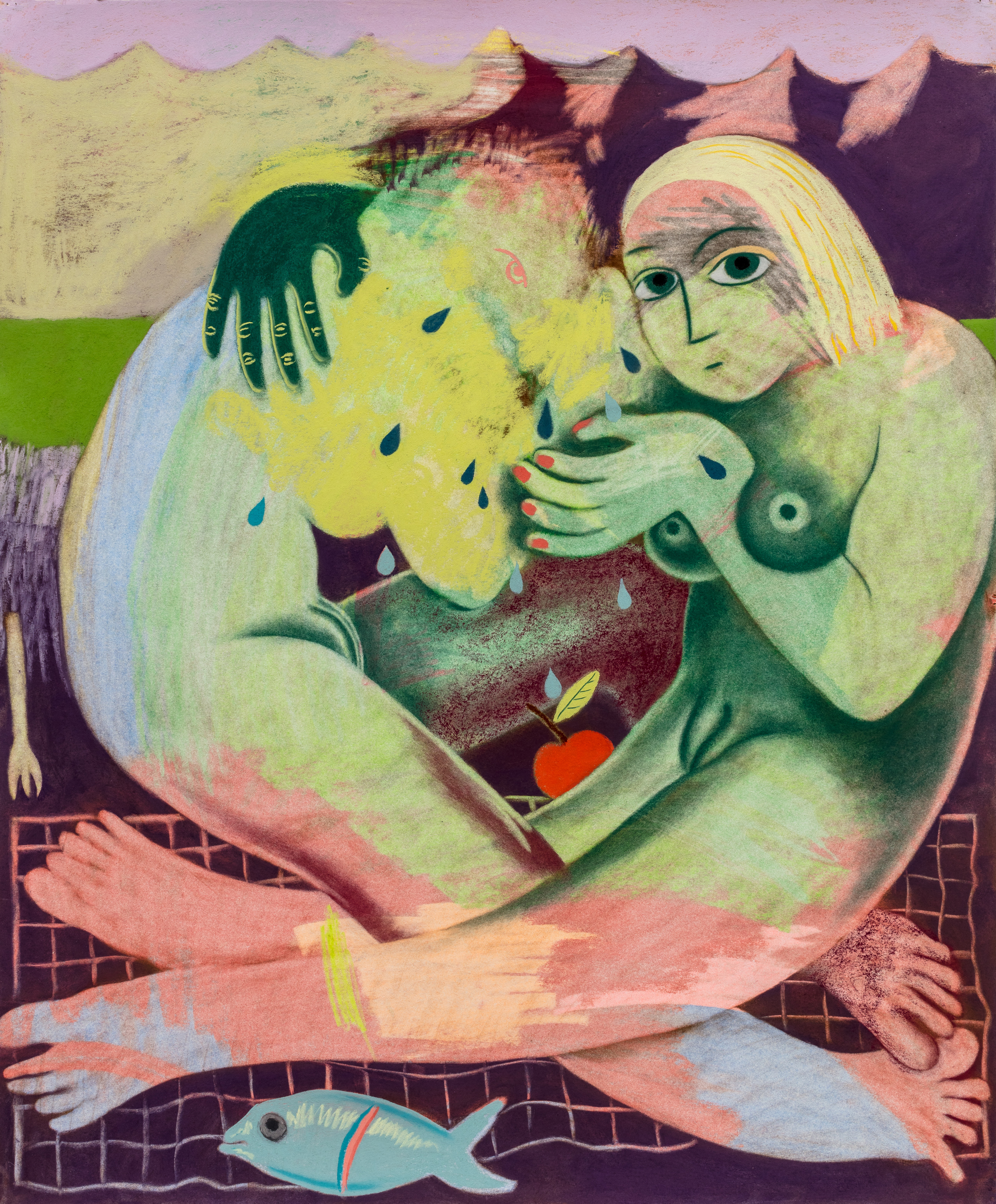 Sitting eating crying