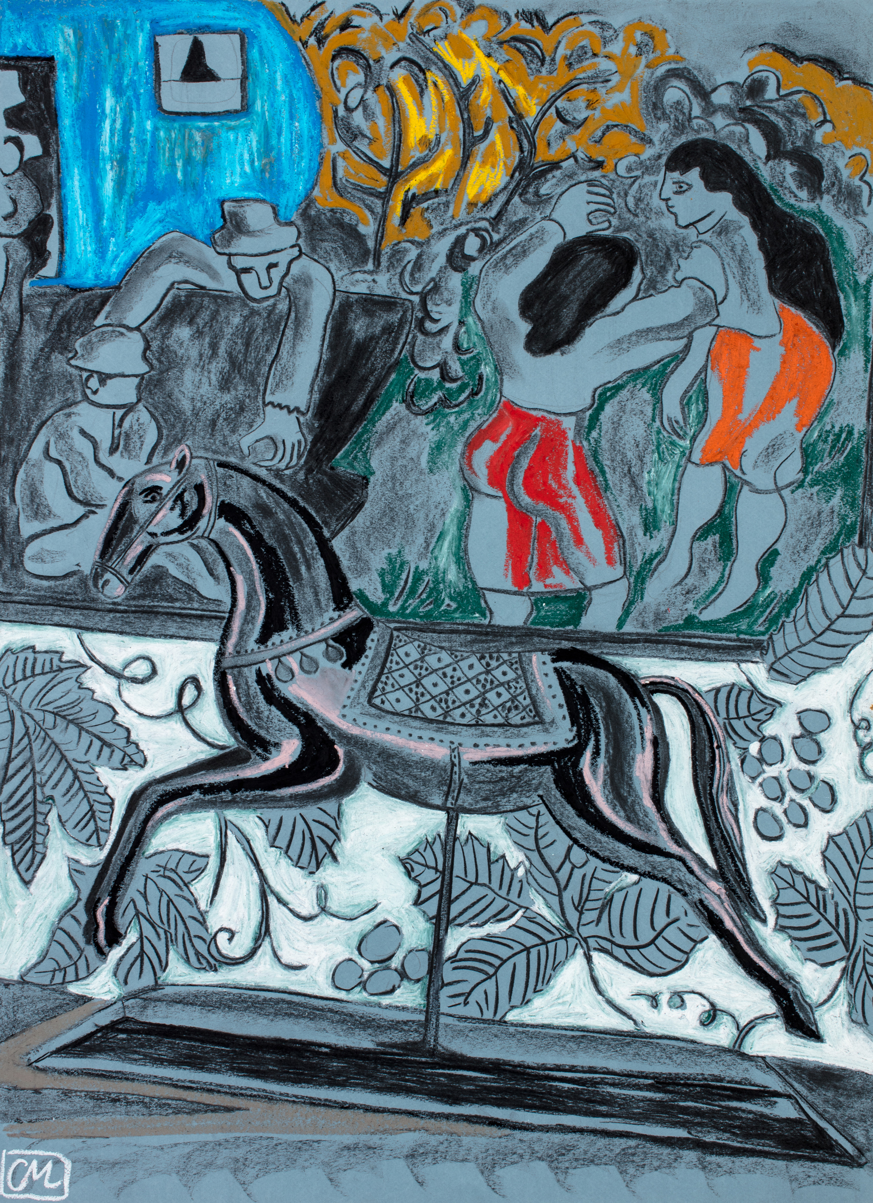 Pink Horse and Blue Caravan