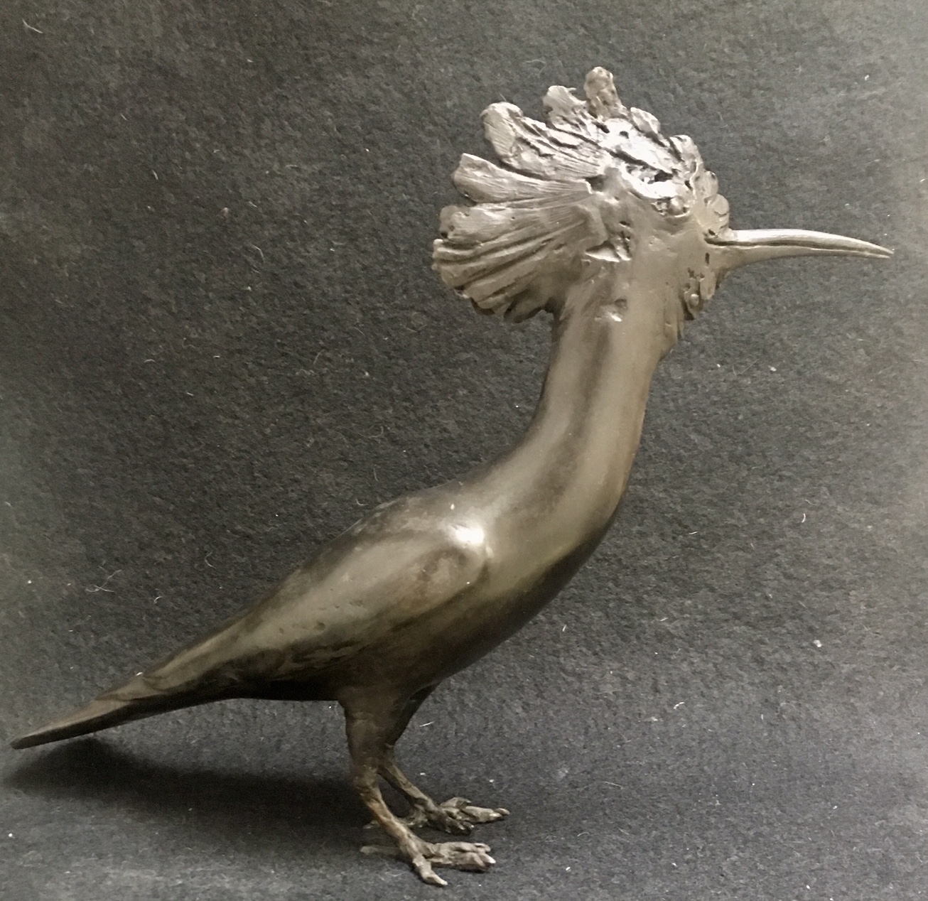 Hoopoe sculpture, bronze