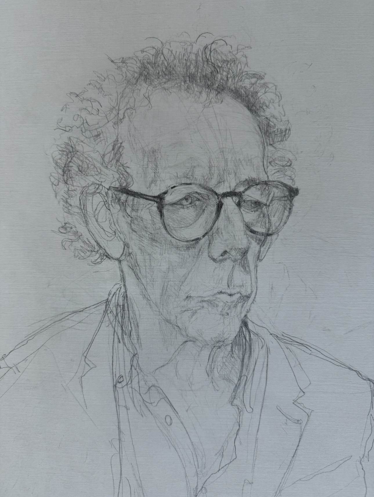 Artist looking across the studio