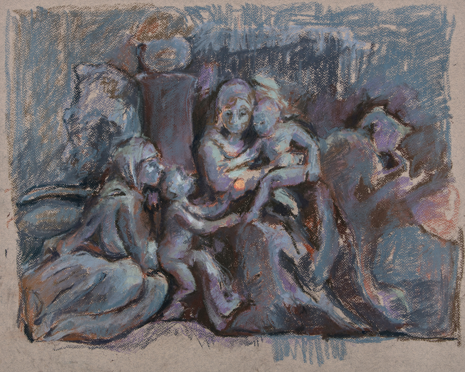 After Poussin, drawing from wax model based on the Madonna of the steps