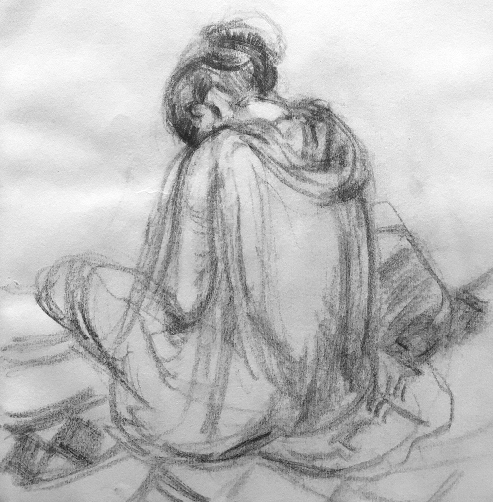 Girl sitting, Babulnath Temple, Mumbay