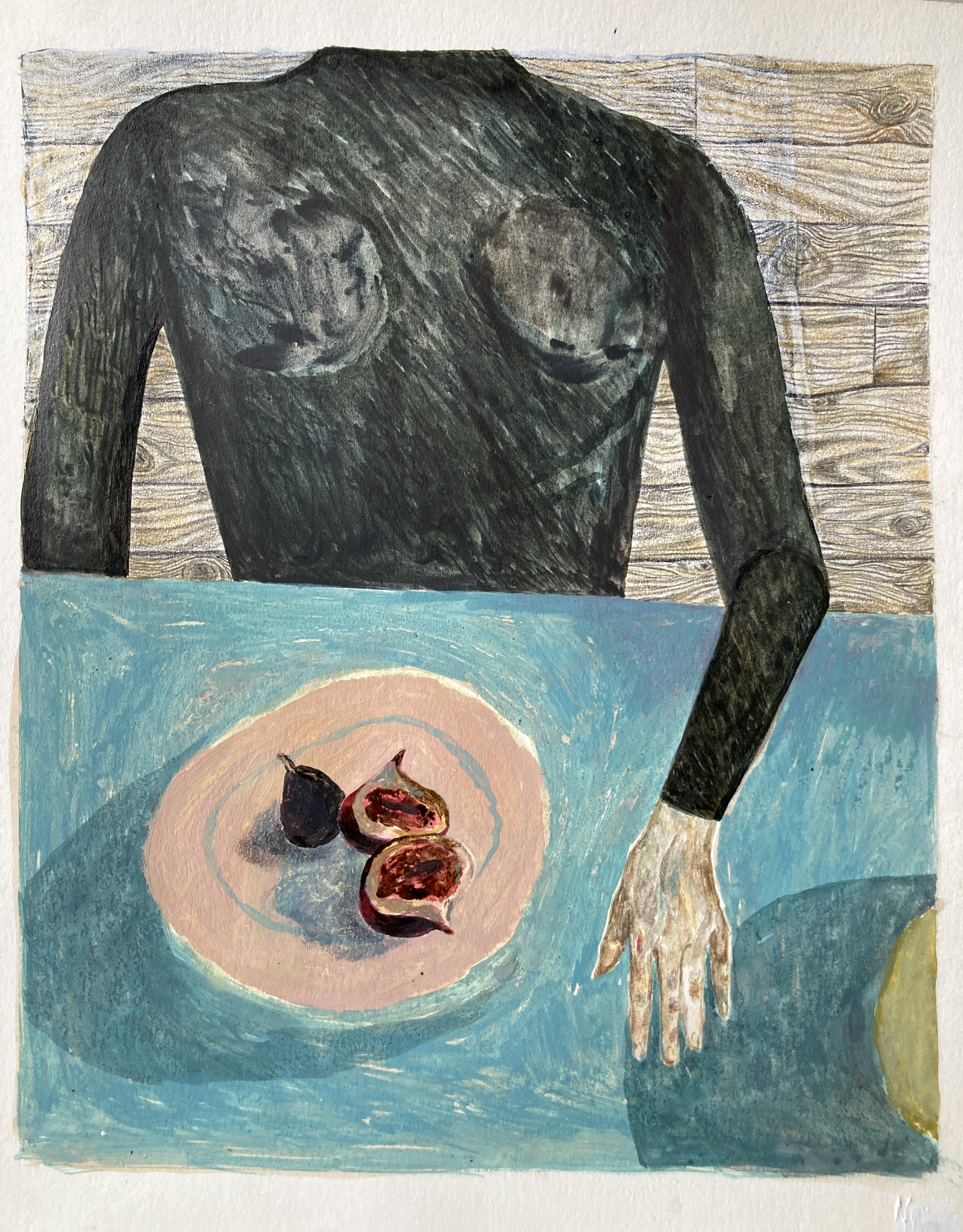 Laid table with figs