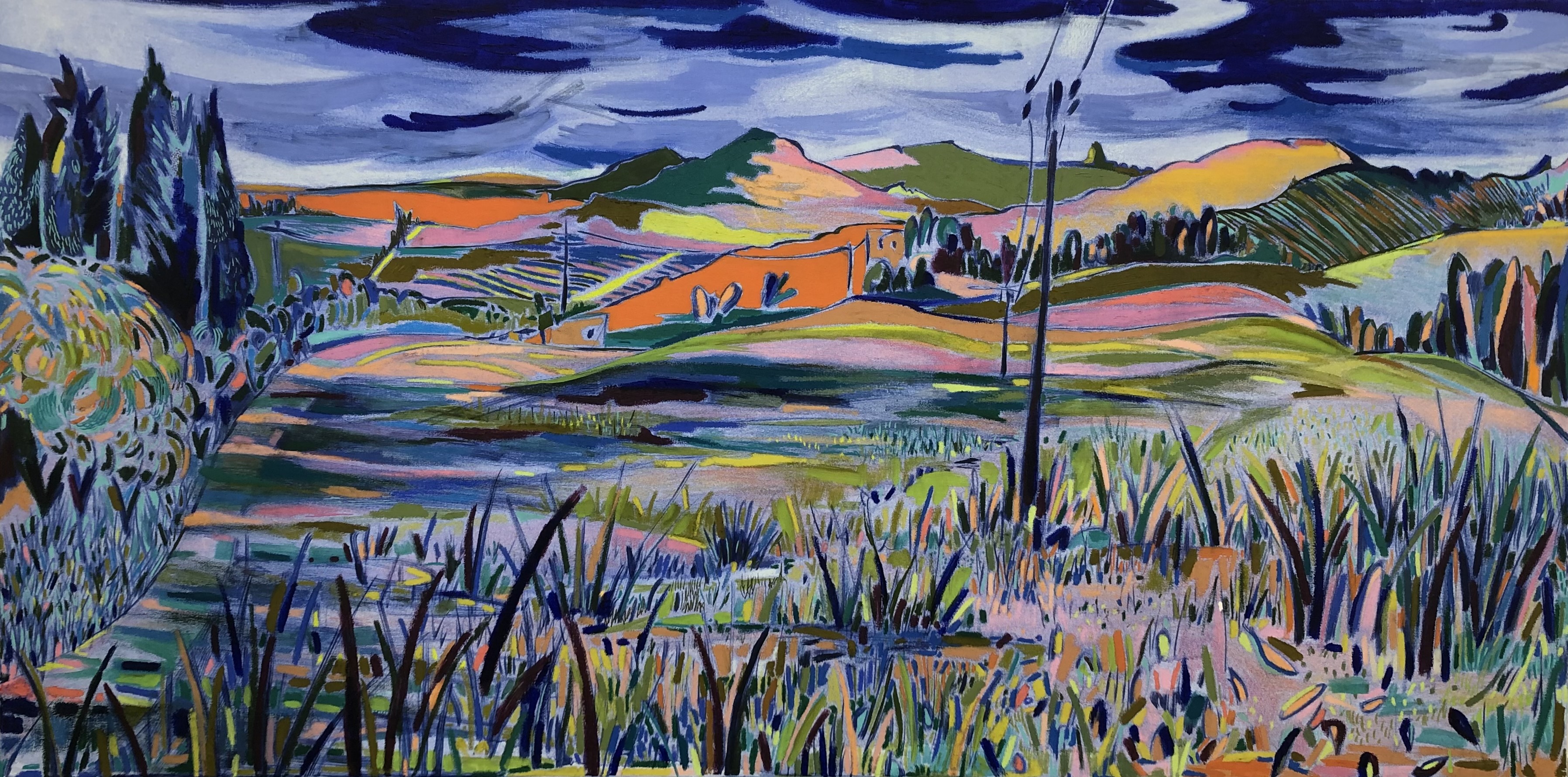 Tuscan Landscape Above the Fields