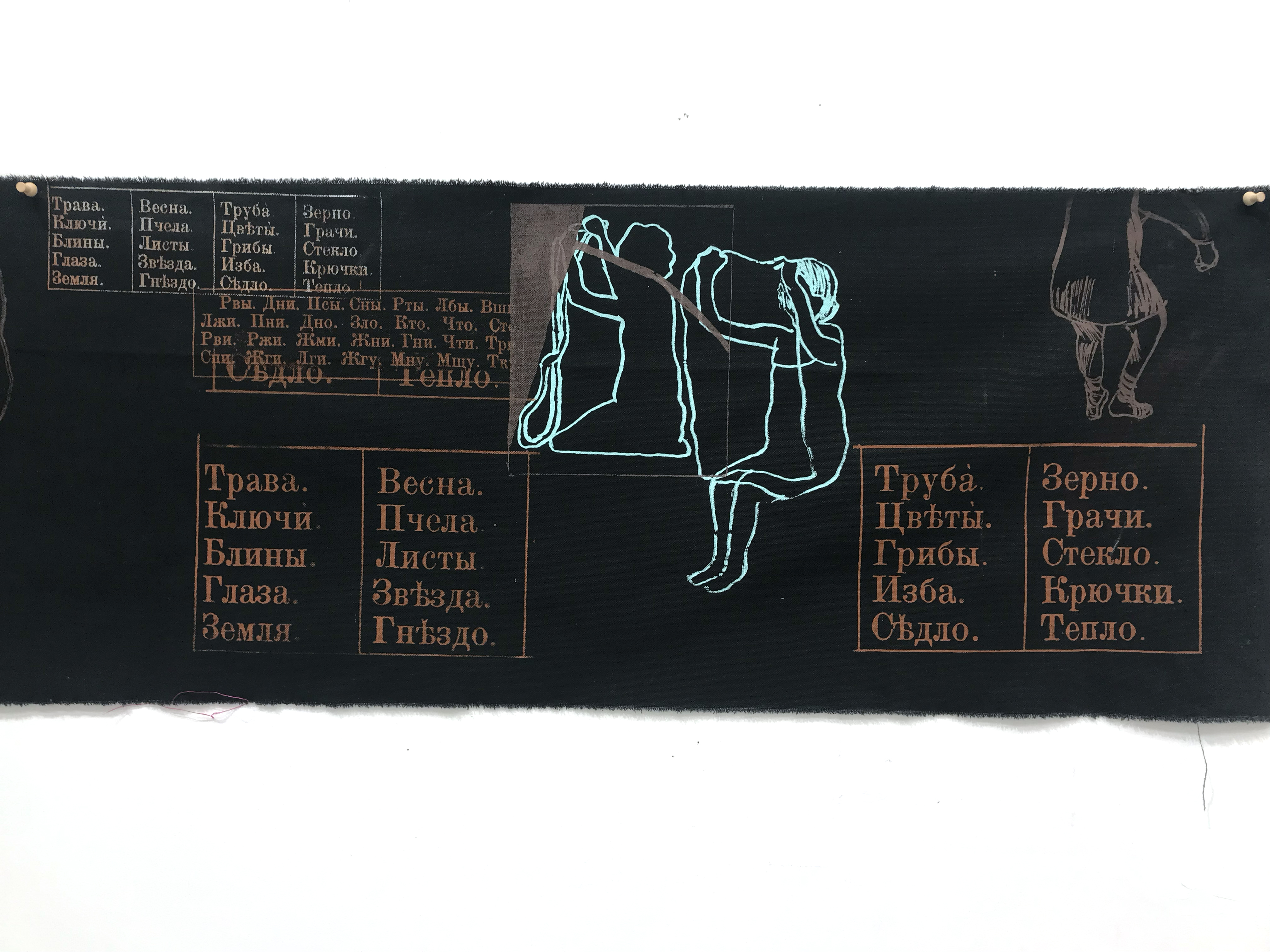 Grass. Keys, Pancakes. (Azbuka scroll n.3, 128x 44cm, detail)