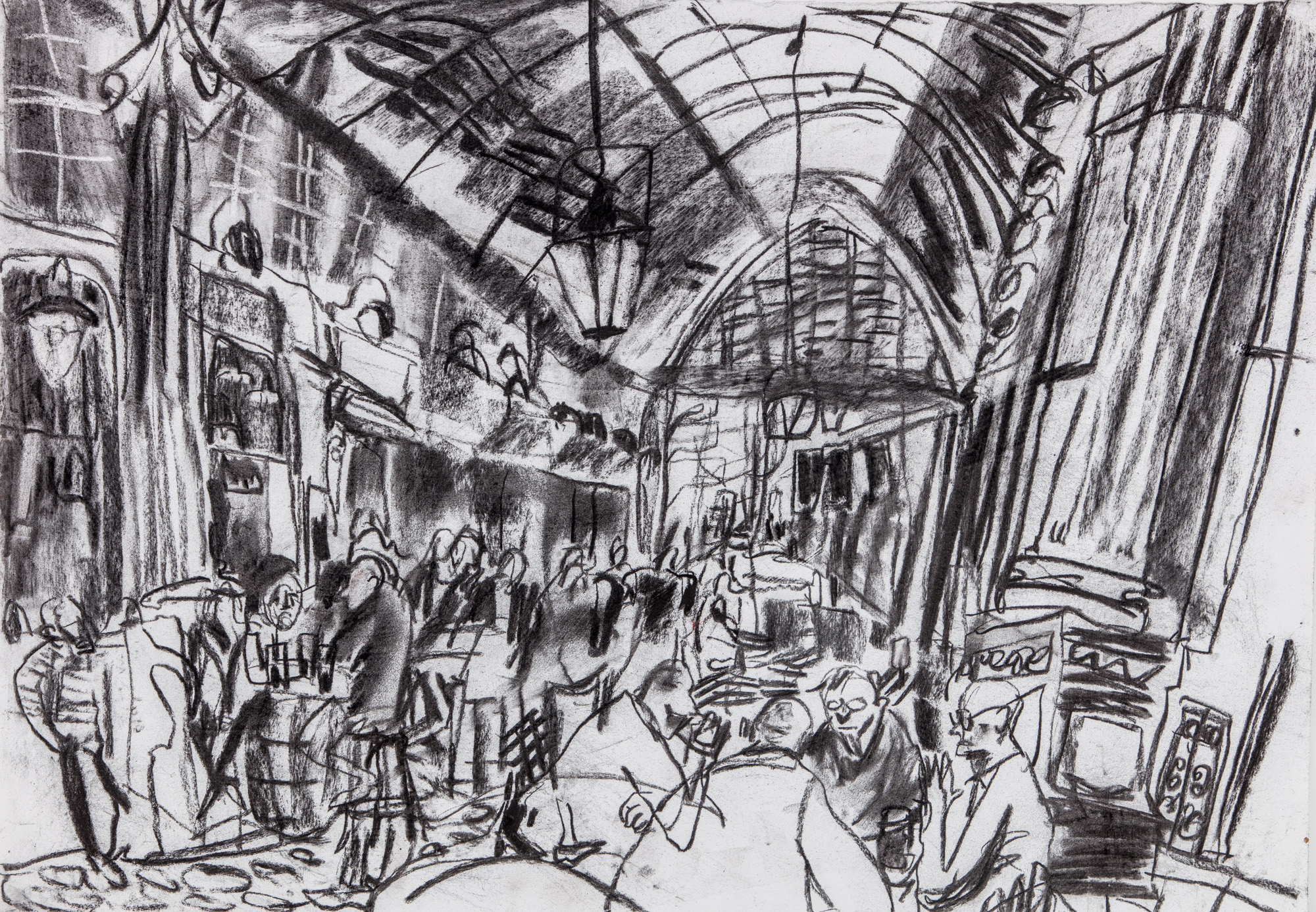 London in Summer: Drawing by Night