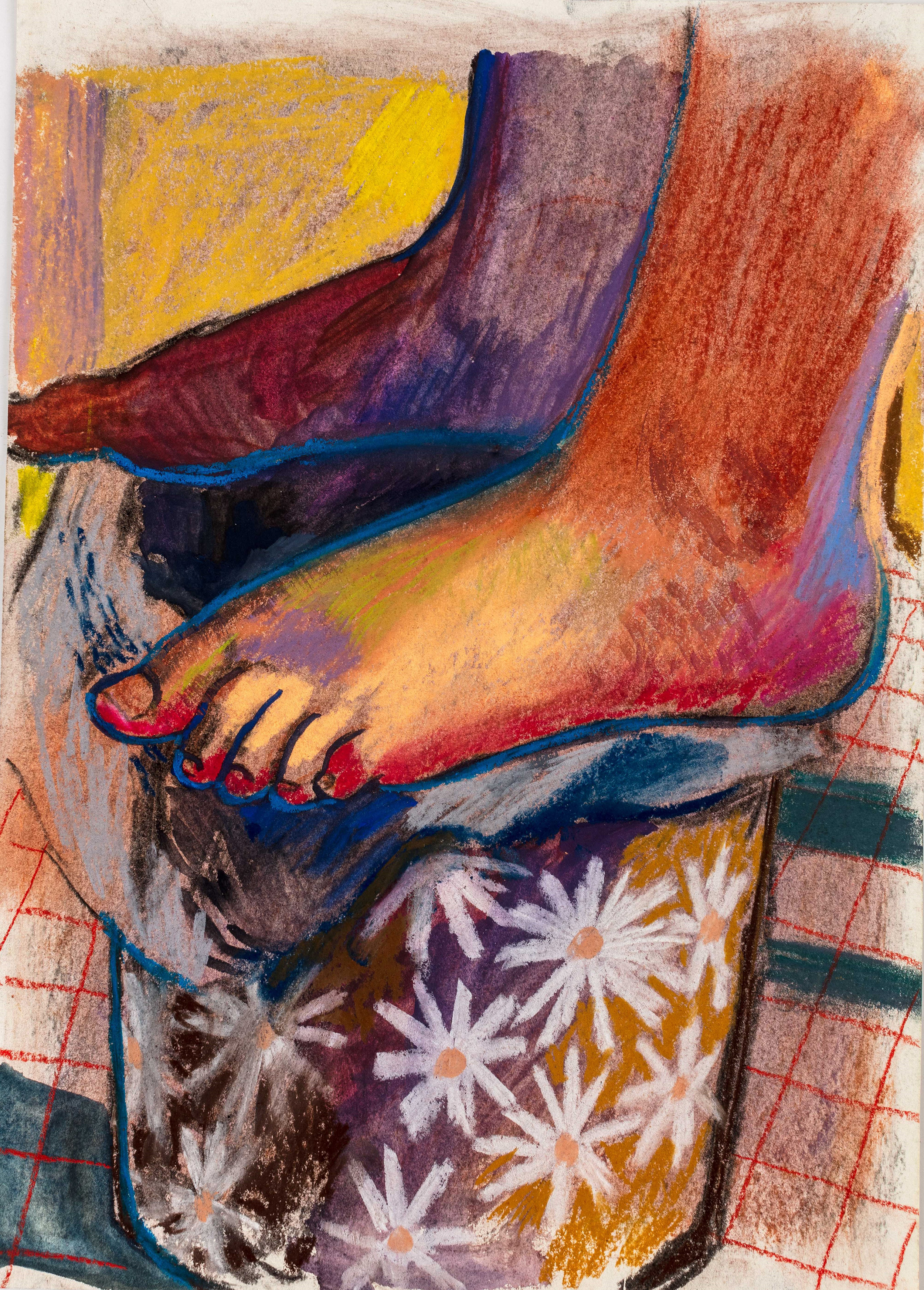 I Put my Feet on a Floral Bin