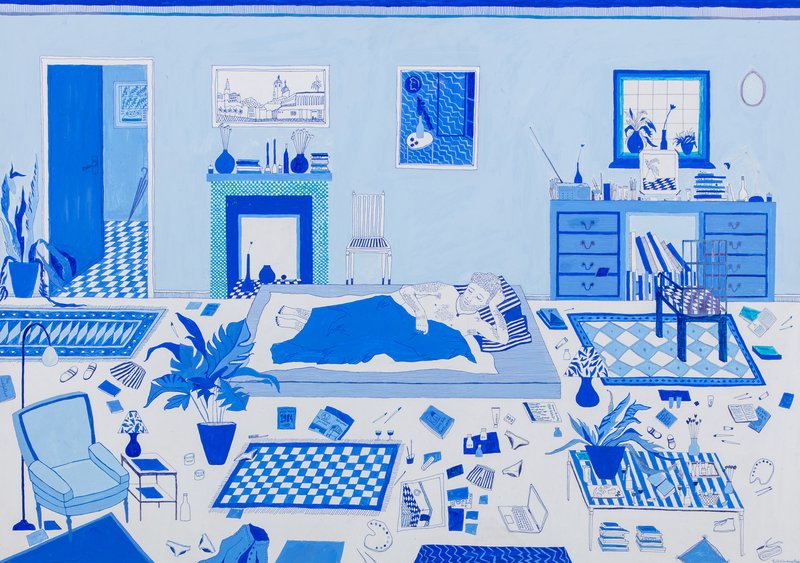 Boy in Blue Bedroom