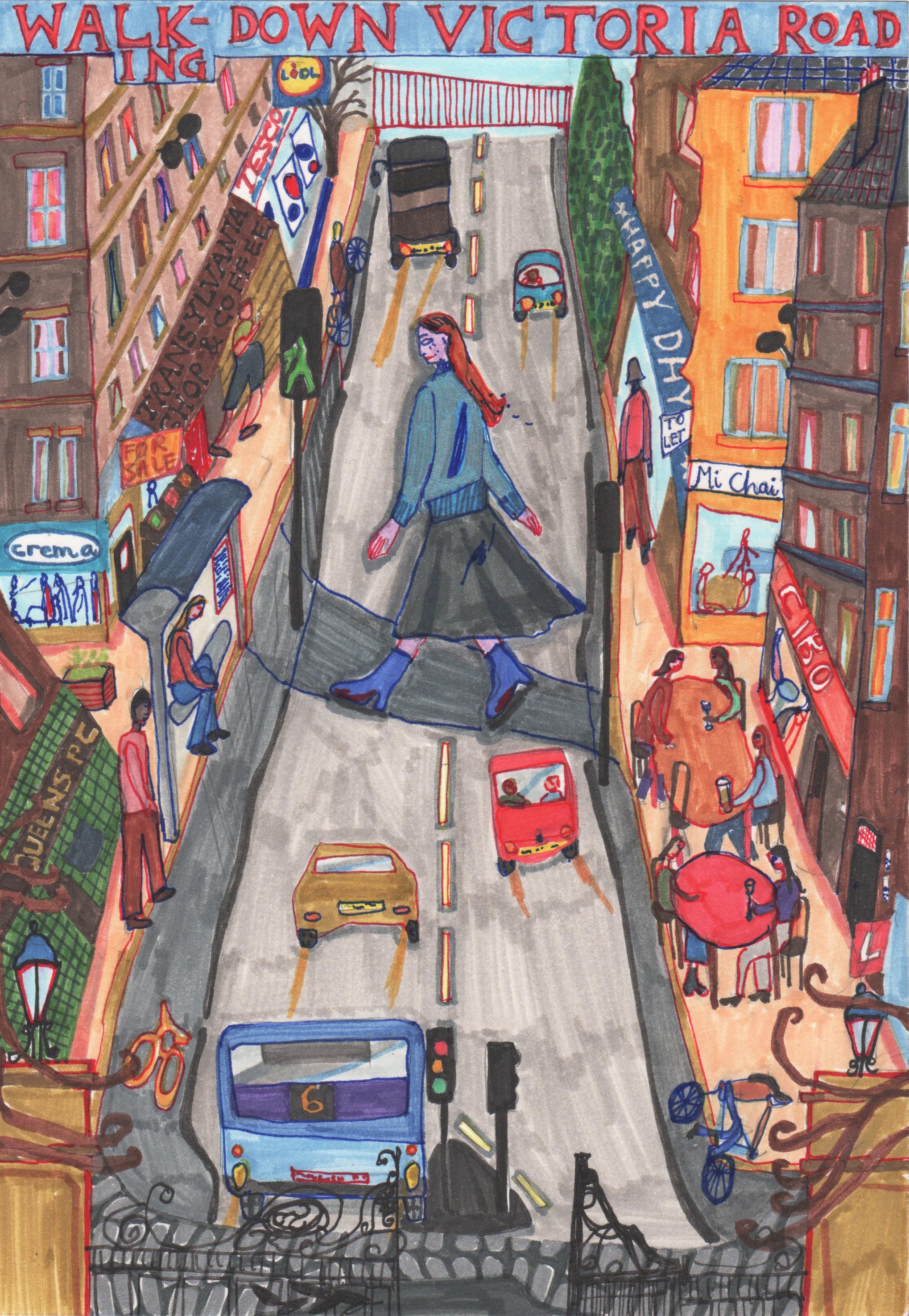 Walking down Victoria Road