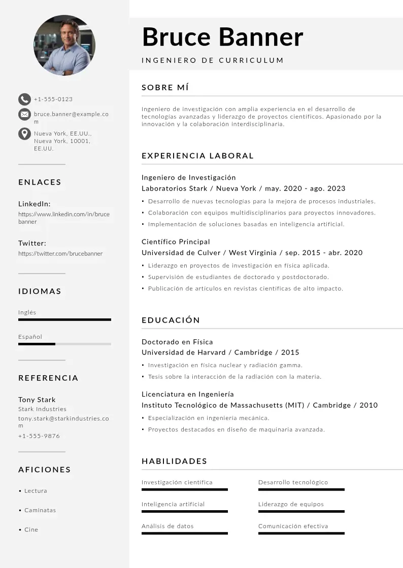 two column curriculum-de-ingeniero resume example