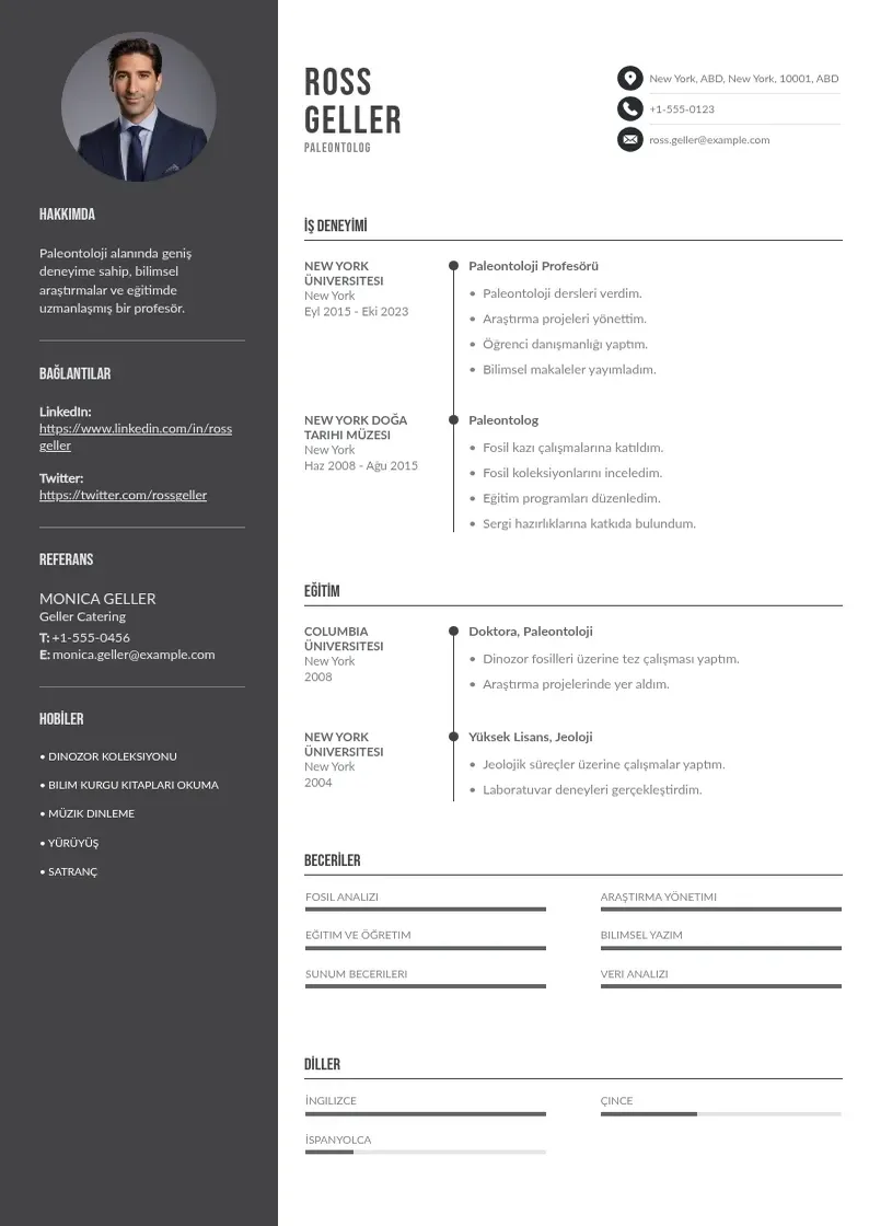 Divu kolonnu Ingilizce CV piemērs