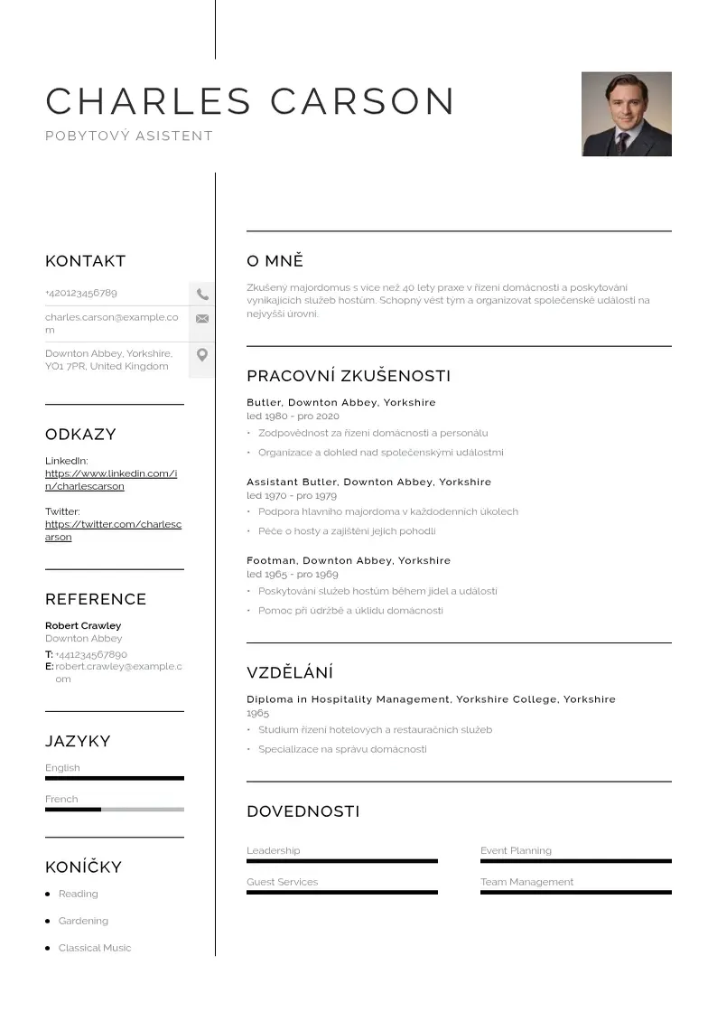 Vienkārša Pobytovy asistent zivotopis CV piemērs