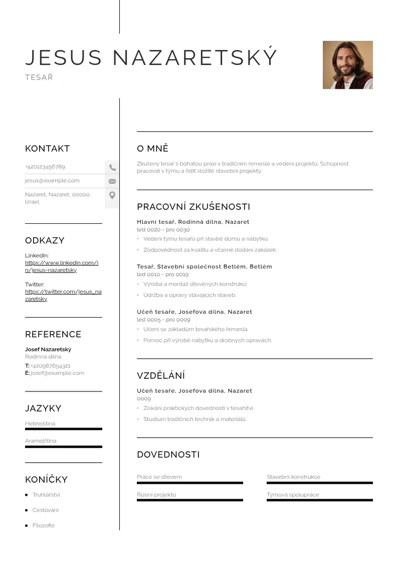 Vienkārša Tesar zivotopis CV piemērs