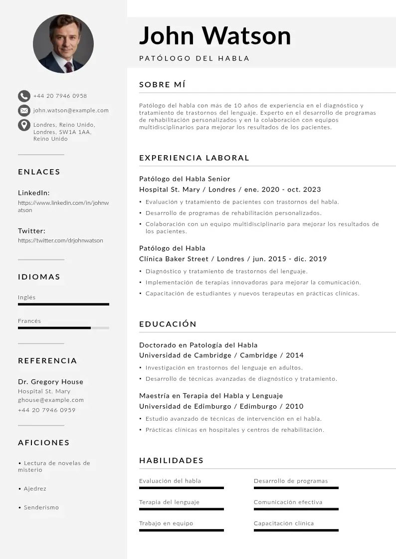 two column patologo-del-habla resume example