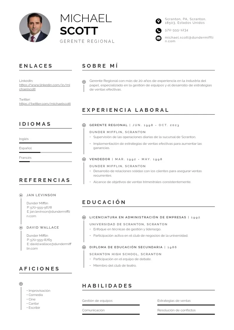 two column cv-en-espanol-ejemplo resume example
