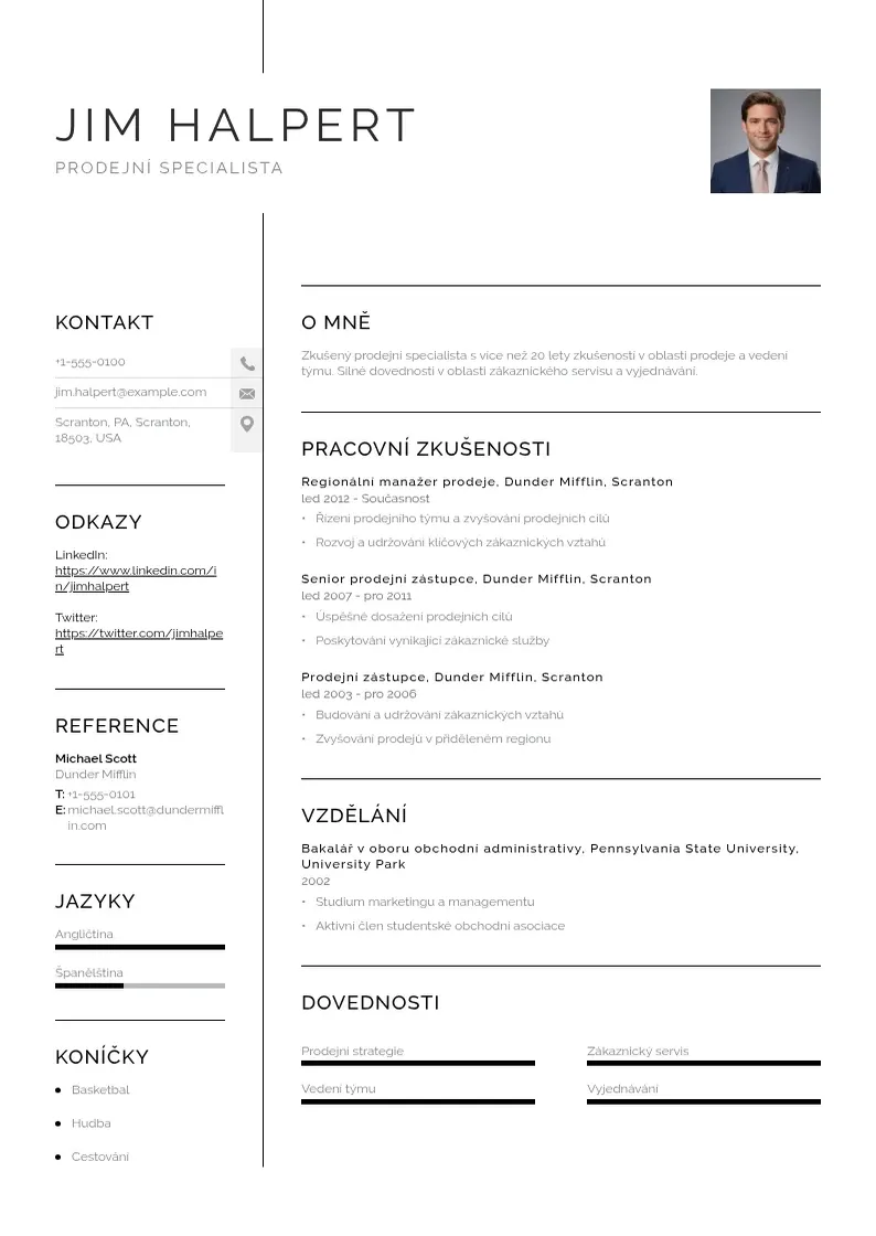 Vienkārša Priklad zivotopisu v oblasti prodeje CV piemērs