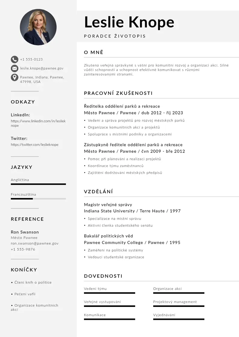 Mūsdienīga Poradce zivotopis CV veidne