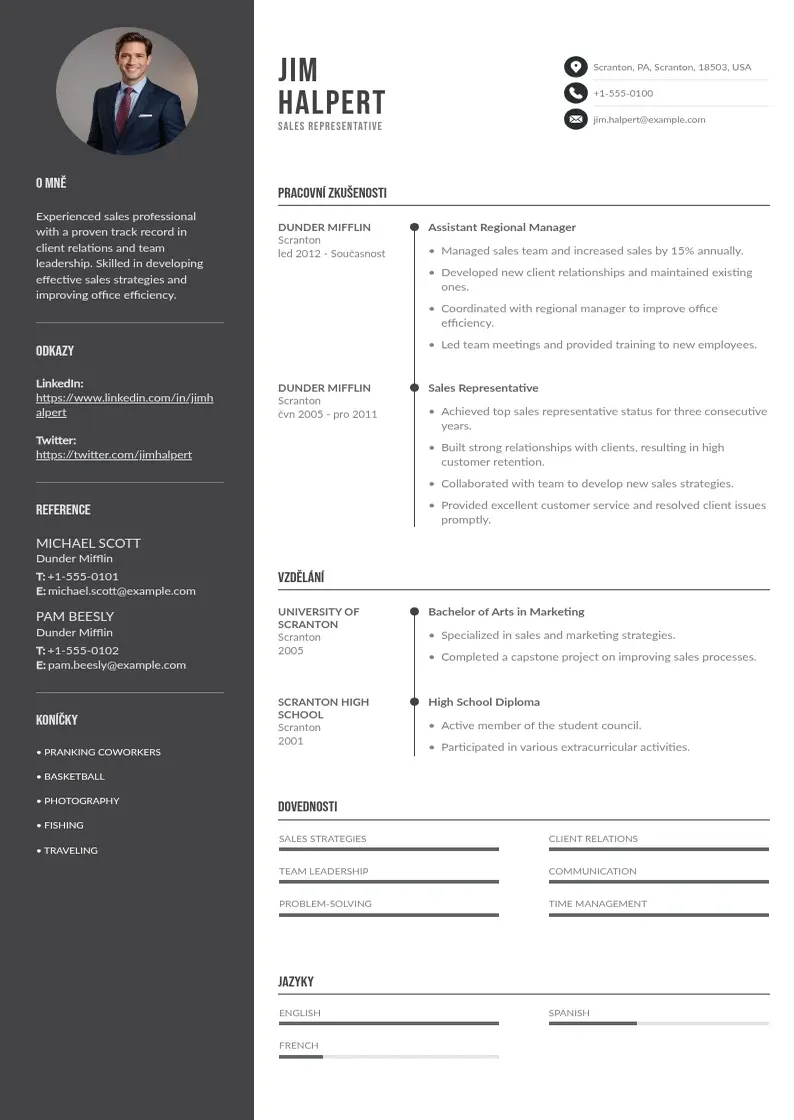 Divu kolonnu Odesilatel zivotopis CV piemērs