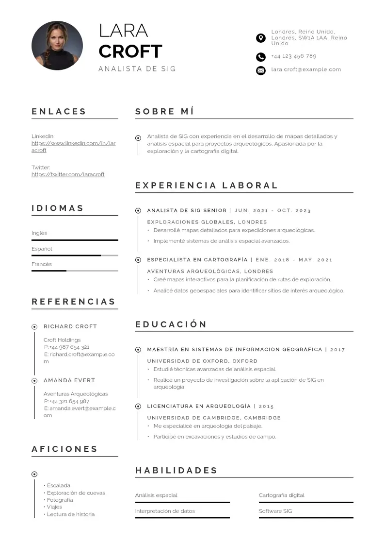 two column analista-de-sistemas-de-informacion-geografica-sig resume example