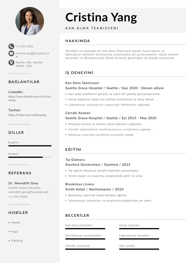 Mūsdienīga Kan Alma Teknisyeni  CV veidne