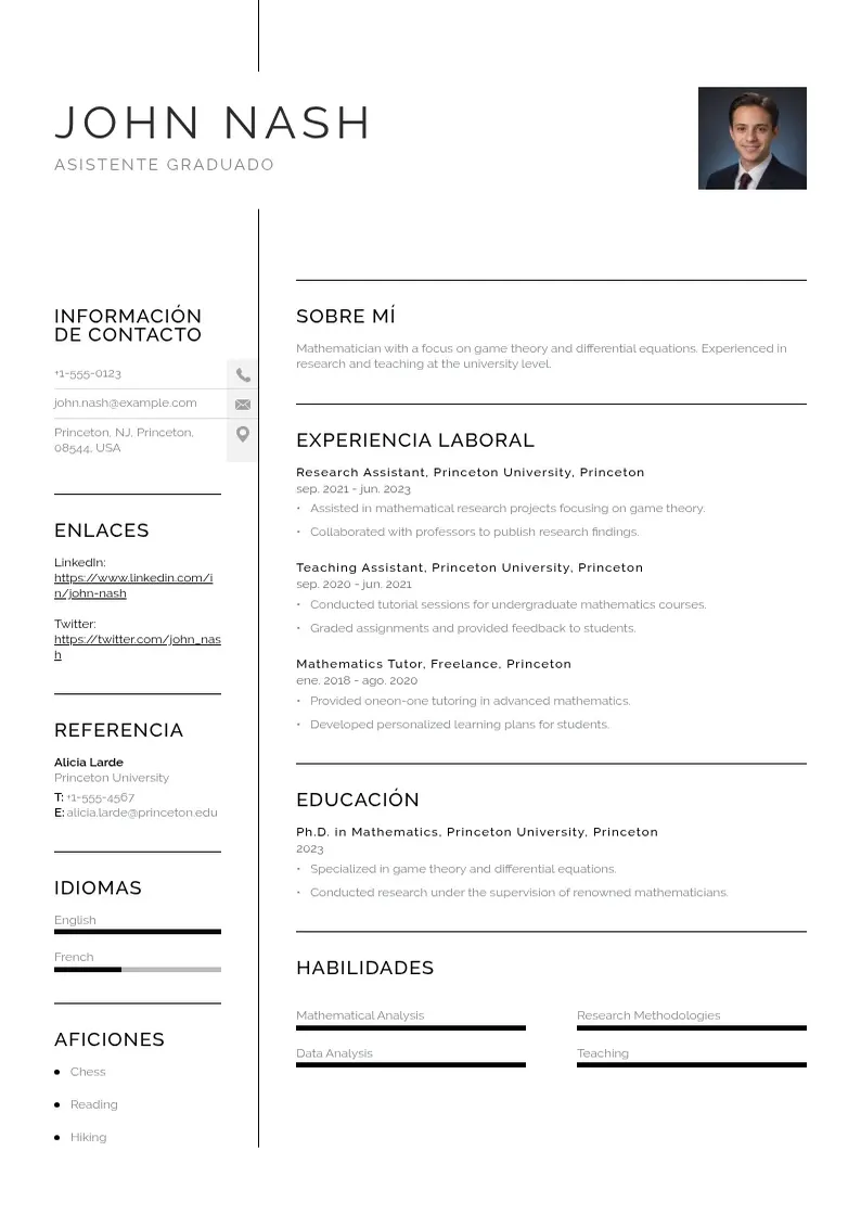 two column cv-asistente-graduado resume example