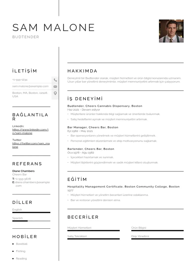 Vienkārša Budtender  CV piemērs