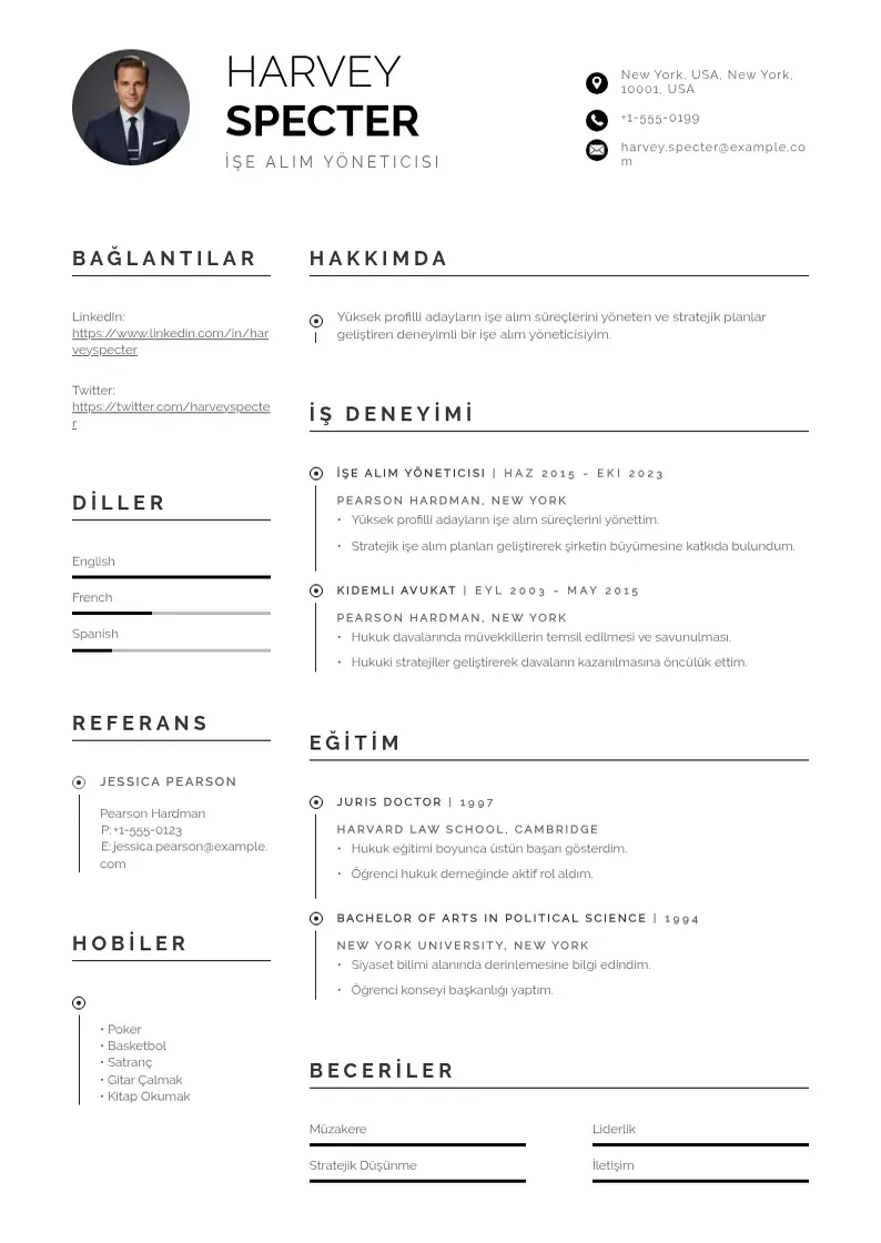 Profesionāla İşe Alım Yöneticisi  CV veidne