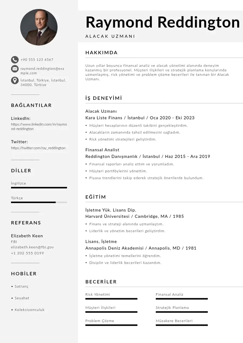 Mūsdienīga Alacak Uzmanı  CV veidne