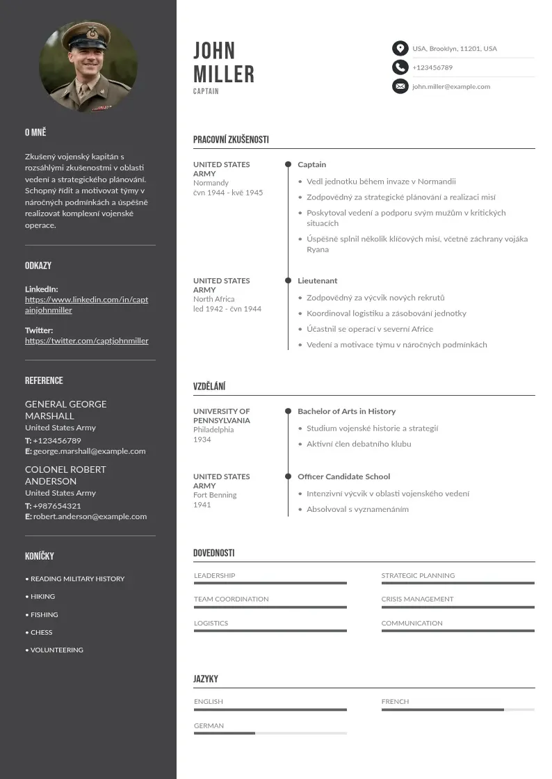Divu kolonnu Valecny zivotopis CV piemērs