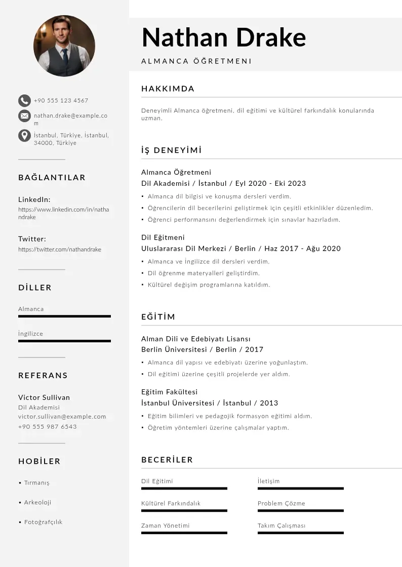 Mūsdienīga Almanca CV veidne