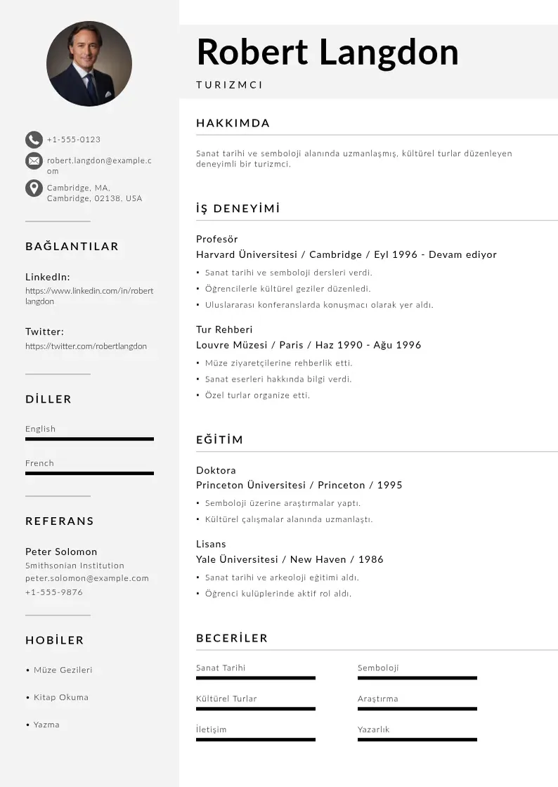 Mūsdienīga Turizmci  ornekleri CV veidne