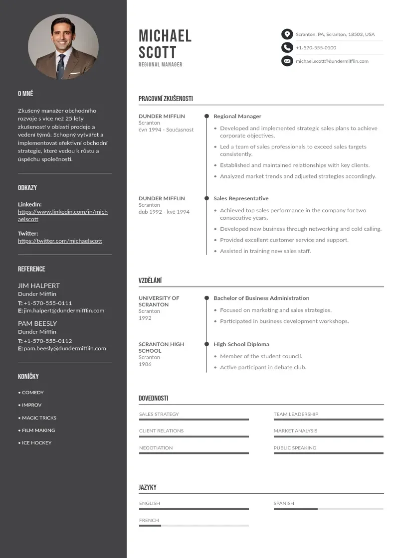 Divu kolonnu Manazer obchodniho rozvoje zivotopis CV piemērs