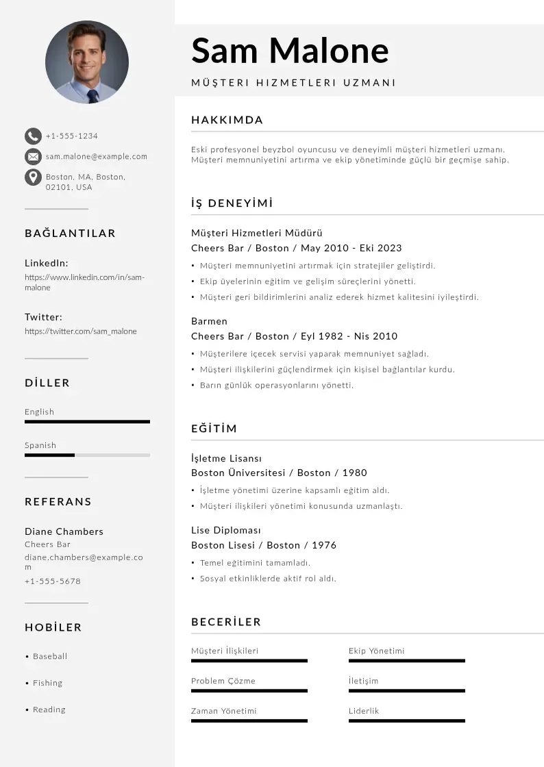 Mūsdienīga Musteri hizmetleri CV veidne