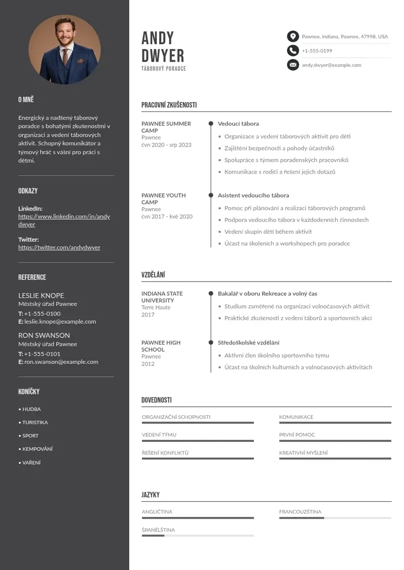 Divu kolonnu Taboroveho poradce zivotopis CV piemērs