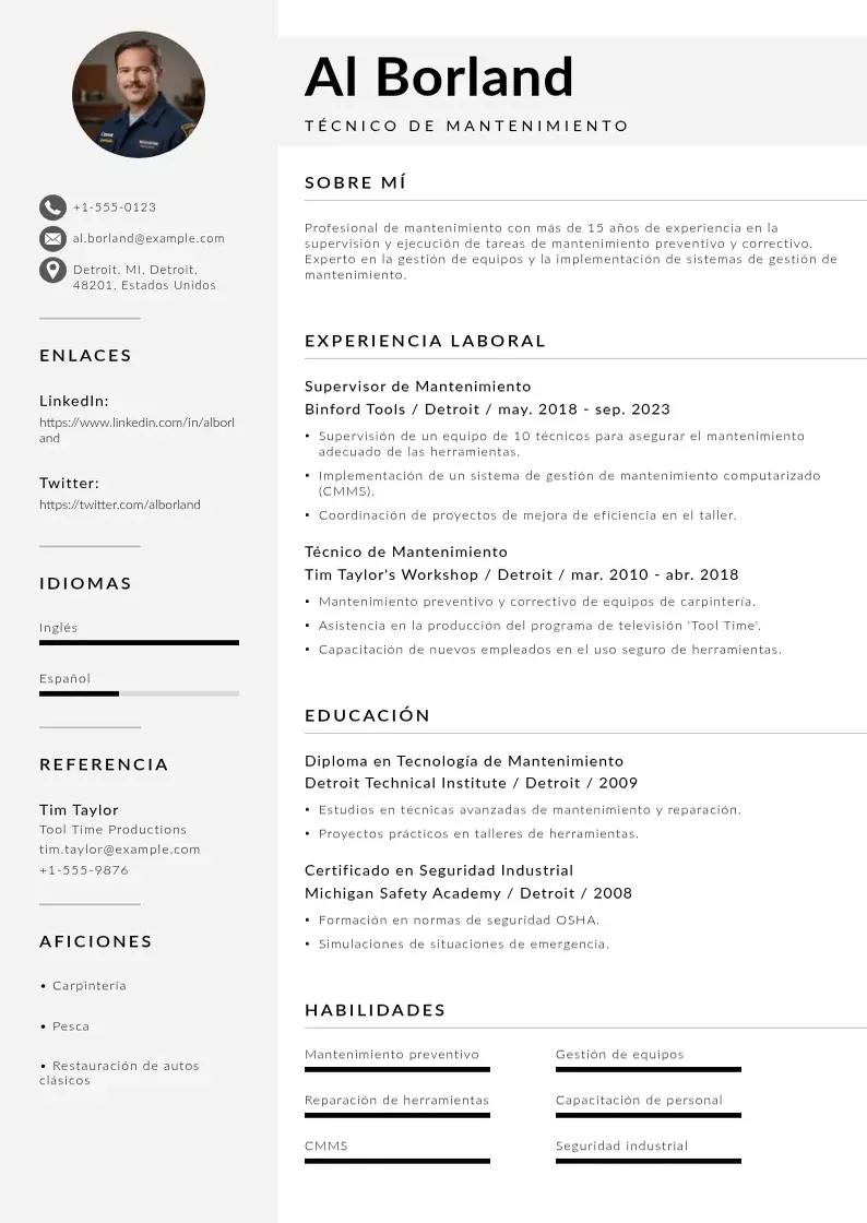 two column curriculum-para-personal-de-mantenimiento resume example