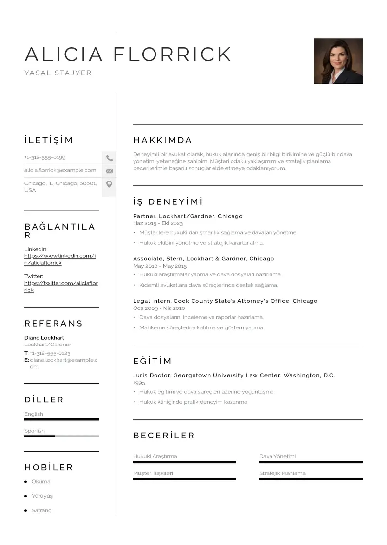 Vienkārša Yasal stajyer  CV piemērs