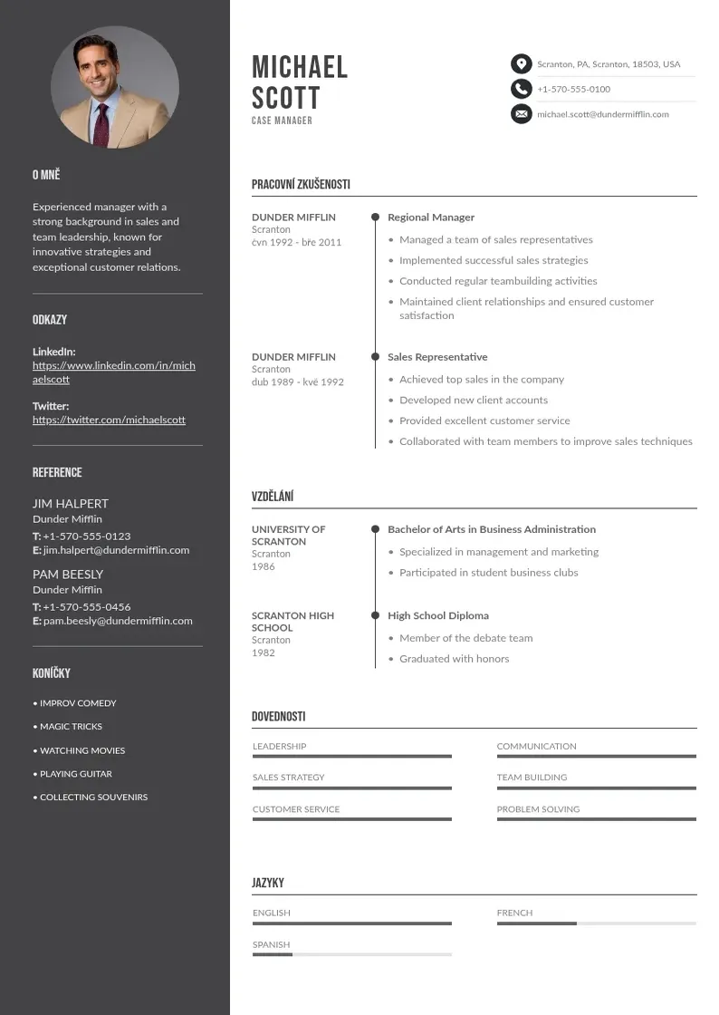 Divu kolonnu Zivotopis manazera pripadu CV piemērs