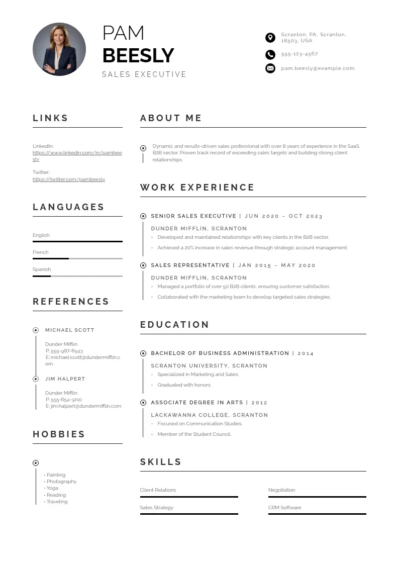 professional Saas b2b sales resume resume template