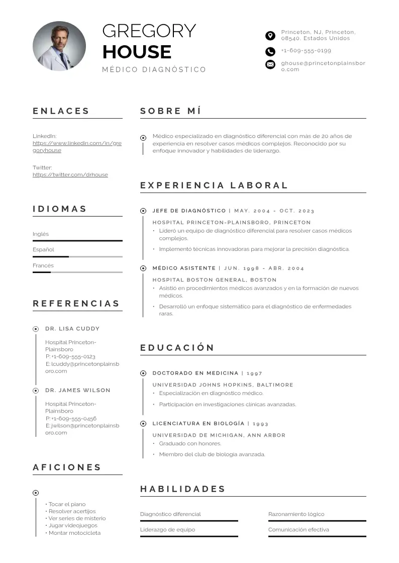 two column cv-tecnologo-medico resume example
