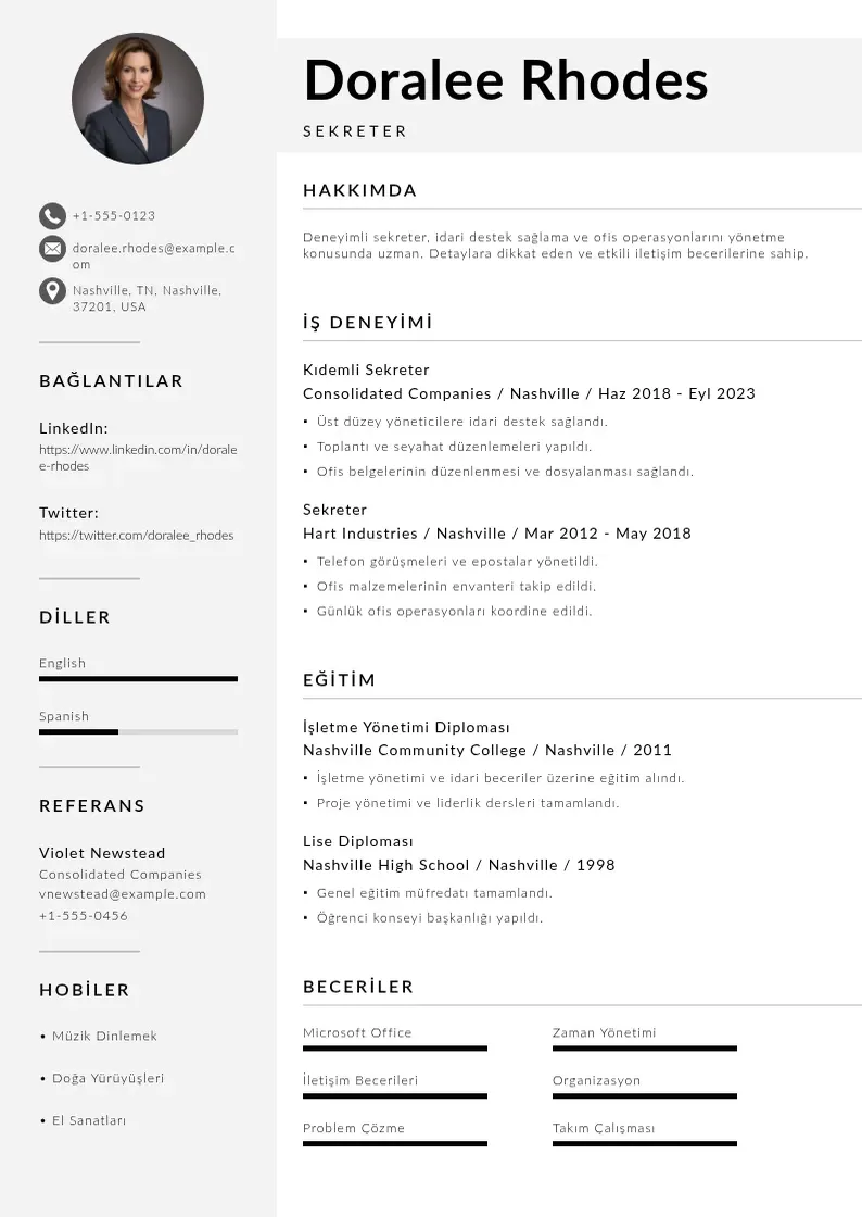 Mūsdienīga Sekreter CV veidne