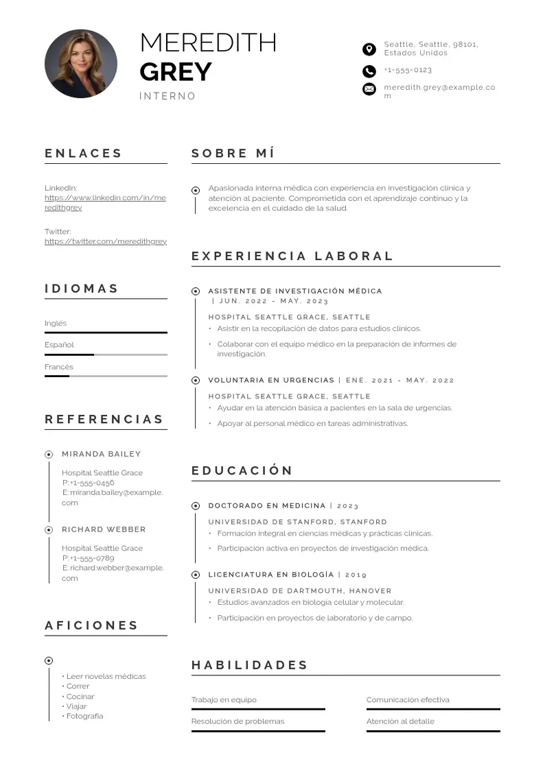 two column cv-interno resume example