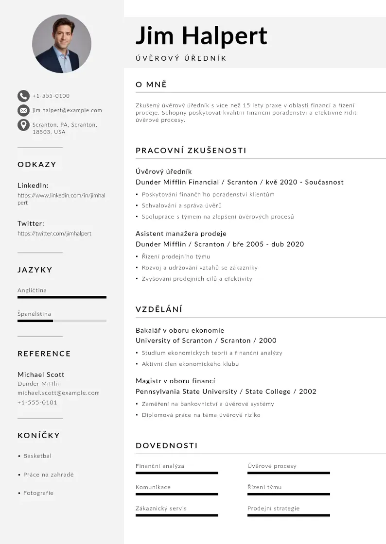 Mūsdienīga Uveroveho urednika zivotopis CV veidne
