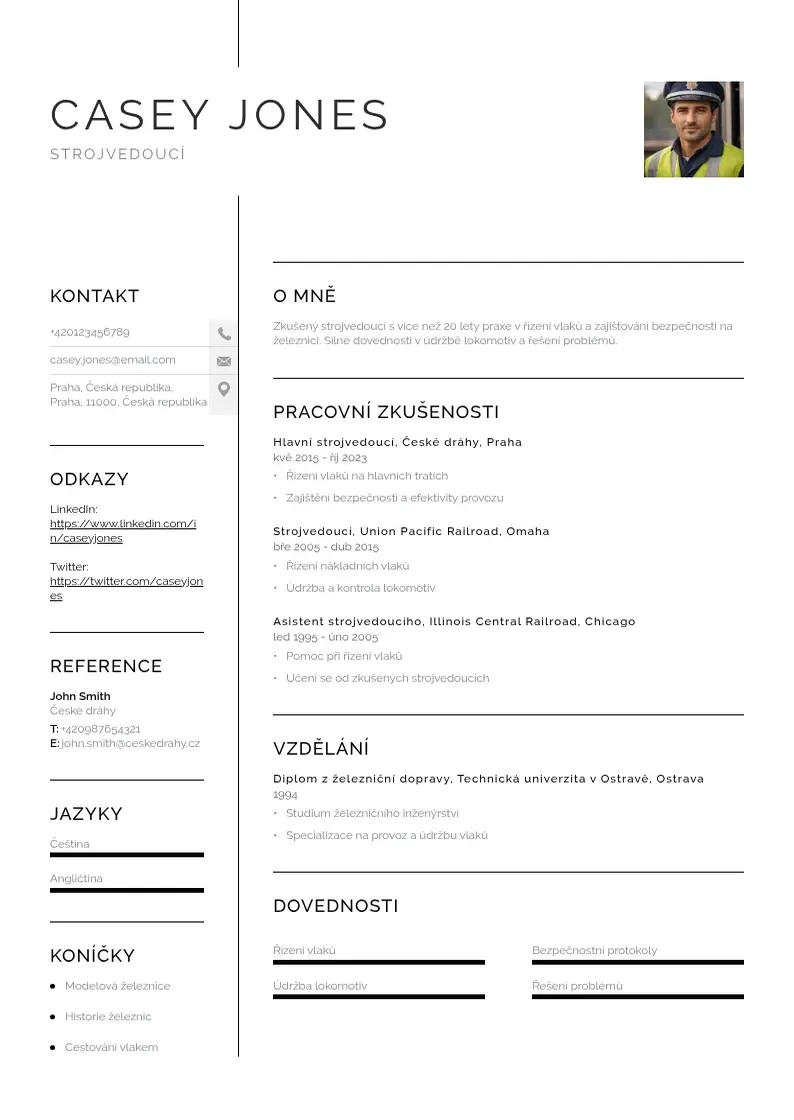 Vienkārša Zivotopis strojvedouci CV piemērs