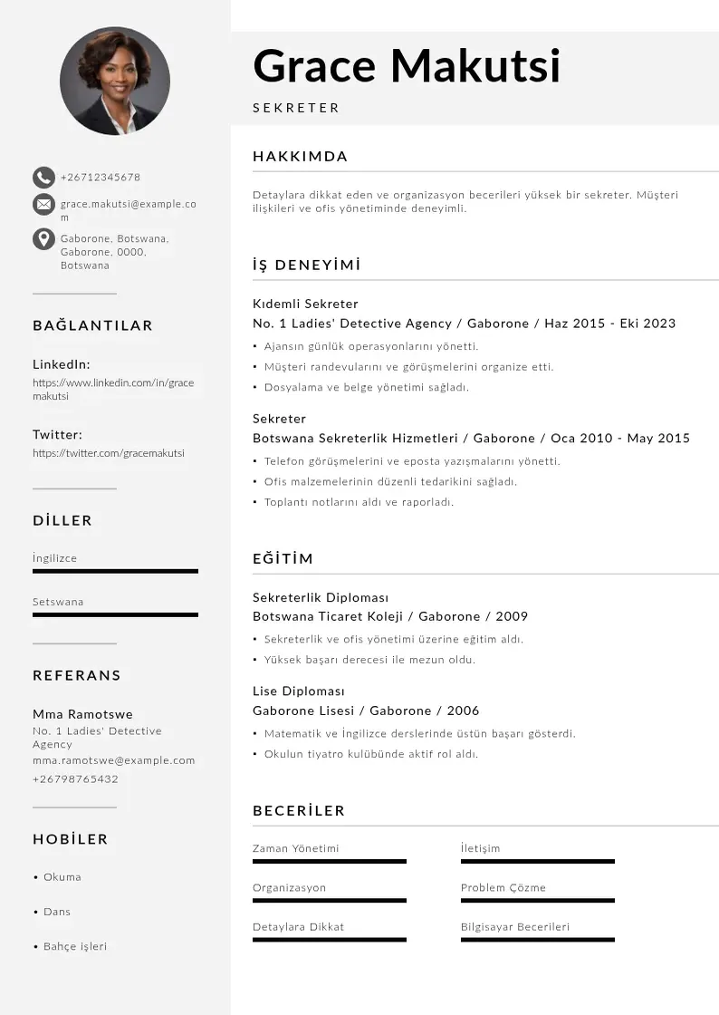 Mūsdienīga Sekreter on yazisi CV veidne