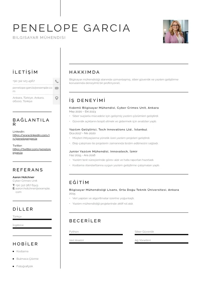 Vienkārša Bilgisayar muhendisligi CV piemērs